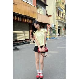 Áo kiểu nữ dáng babydoll 4 cúc xinh xắn cổ bèo tay bồng cực xinh ngọt ngào  CB4NU 4