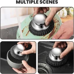 Máy chà sàn nồi bằng thép không gỉ có tay cầm Bàn chải làm sạch mạnh mẽ cho bồn rửa và dụng cụ nấu ăn Dụng cụ bền bỉ 2