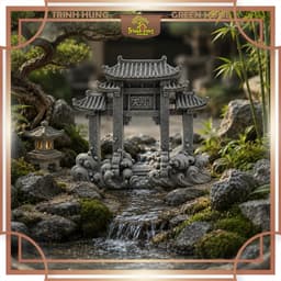 Tượng cổng tam quan đá sa thạch ST.PVN2685 - Tượng deco, trang trí tiểu cảnh, bán cạn, terrarium 4