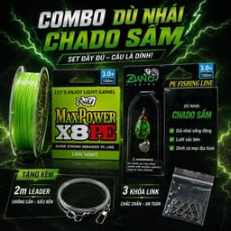 Combo Dây Dù PE X8 MAX POWER 100M + Mồi Chado Sấm Sét – Tặng 2m Leader + Khóa Link 1