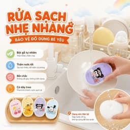 Mút Rửa Chén Bát Ăn Dặm Dạng Nén Hogokids Chất Liệu Bột Gỗ Tự Nhiên 7