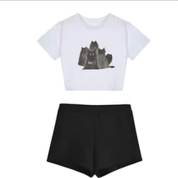 [ MỞ BÁN GIẢM 60% ] Sét bộ đồ nữ Quần ĐÙI legging + mix Croptop Mèo bóng đêm. 1