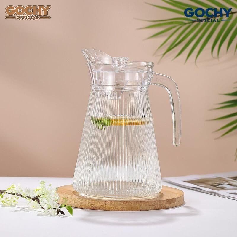 Bình thủy tinh dày Lilac, dung tích lớn, bộ ấm trà đựnġ nước nước, bình đựnġ nước ép, bình nước nóng lạnh