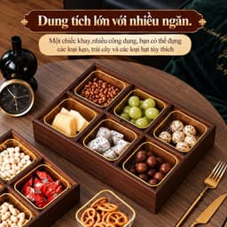 Khay đựng bánh kẹo hoa quả khô cao cấp sang trọng nhẹ bằng gỗ Melamile mẫu mới 2027 5