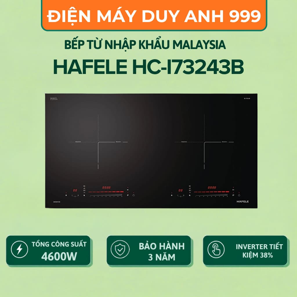(Chính hãng) Bếp từ đôi lắp âm Hafele HC-I73243B - Mặt kính Schott , Công suất 4600w Bảo hành chính hãng tại nhà