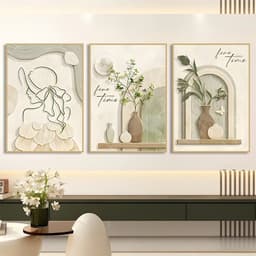 Tranh Treo Tường Bộ 3 Hoa Hồng Và Lá Cây Phong Cách Bắc Âu Hiện Đại Trang Trí Phòng Khách Phòng Ngủ Cao Cấp Mới Nhất 4