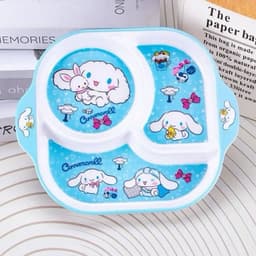 Khay ăn chia ngăn cho bé, Đĩa ăn hoạt hình cho trẻ em hello kitty -cinnamoroll - kuromi - doremon đáng yêu an toàn 9