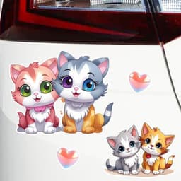Decal Dán Xe Hơi  Hình Cặp Đôi Mèo Chibi Dễ Thương Chống Thấm Nước 5