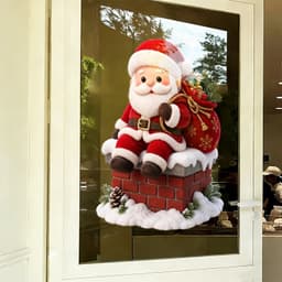 Nhãn dán chủ đề Giáng sinh Ông già Noel, Thích hợp cho gia đình, cửa hàng, tiệc Giáng sinh Cafe 5