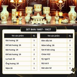 [TRỌN BỘ] Bộ đồ thờ gia tiên gốm sứ men vàng RỒNG VIỆT,đồ thờ Bát Tràng họa tiết rồng phượng cao cấp 2