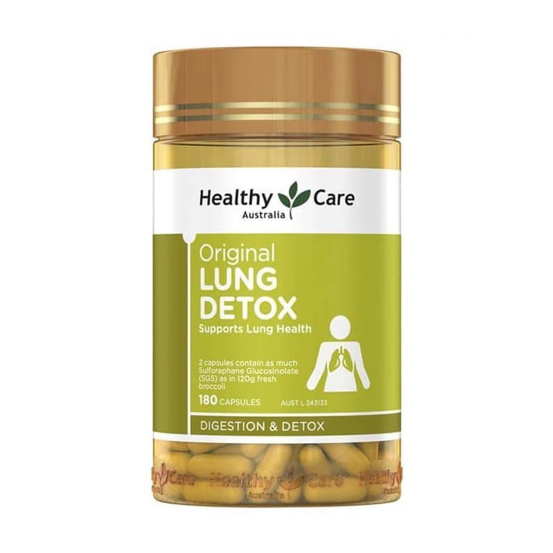 Viên uống giải độc phổi Healthy Care Lung Detox, 180 viên, Úc, thanh lọc, bổ phổi cho người từ 18 tuổi trở lên (Phổi HC)