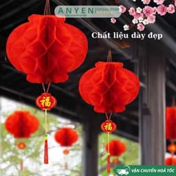 Combo 100 Đèn Lồng NILON Đỏ Chữ Phúc size 15cm- 20cm-25cm-30cm-35cm-40cm Trang Trí Lễ Tết Nguyên Đán Chống Nước Các Loại 8