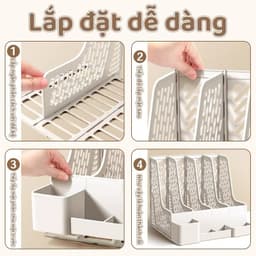 Khay Đựng Tài Liệu Chia Ngăn Để Bàn Livanno - Kệ Đựng Tài Liệu Văn Phòng A4 4 Ngăn Lưu Trữ Sách Vở Văn Phòng Phẩm 2