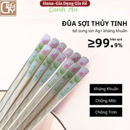 Đũa Sợi Thủy Tinh Nhật Họa Tiết Hoa Sen Bình An Cao Cấp ,Không Nấm Mốc, Kháng Khuẩn, Chống Trơn Trượt, An Toàn Vệ Sinh. 1