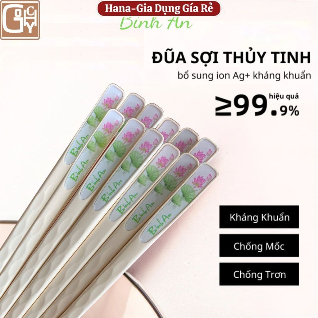 Đũa Sợi Thủy Tinh Nhật Họa Tiết Hoa Sen Bình An Cao Cấp ,Không Nấm Mốc, Kháng Khuẩn, Chống Trơn Trượt, An Toàn Vệ Sinh.
