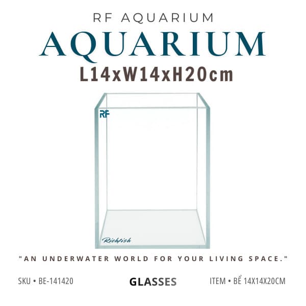 Bể Cá Betta Hình Trụ Đứng Kích Thước 14x14x20cm | Kính Việt Nhật Dán Dấu Keo | RF Aquarium