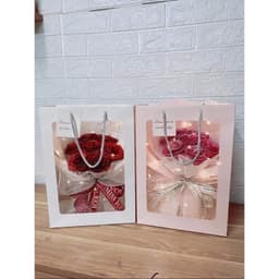 COMBO SỈ TẶNG THIỆP CÀI -10/20/50 TÚI GIẤY ĐỰNG HOA 1 MẶT KÍNH 25X35X15CM – SET TÚI QUÀ CAO CẤP 5