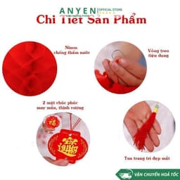 Combo 10 Đèn lồng đỏ Nilon chữ Phúc treo trang trí Lễ Tết - đèn lồng ni lông chống thấm nước treo lễ hội Trung Thu 3