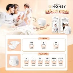 Tã/Bỉm HONEY PREMIUM Tơ Tằm Mới, Siêu Mềm Mỏng Và Thấm Hút Đủ Size 5