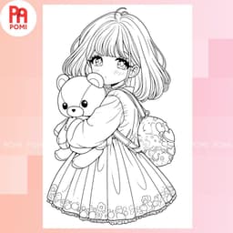 Bộ 25-50 trang tranh tô màu anime bé gái giấy A4 A5 - không trùng mẫu - Tranh tô màu cho người lớn trẻ em - Đồ Chơi POMI 3