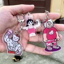 Móc Khoá Chaien Kitty Shizuka Cơ Bắp Cute Đôi Sanrito anime  MK_ĐH 1