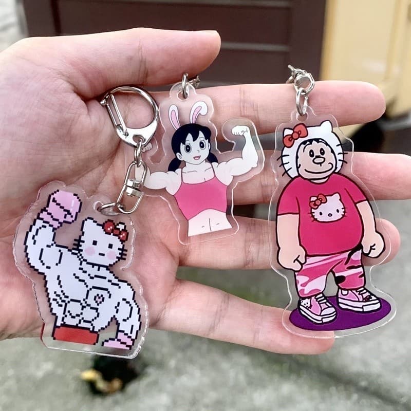 Móc Khoá Chaien Kitty Shizuka Cơ Bắp Cute Đôi Sanrito anime  MK_ĐH