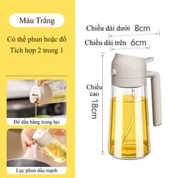 Bình xịt dầu ăn HABO 470ml Bình thủy tinh xịt dầu ăn phun sương có thể phun hoặc rót chống dầu bám phân bố dầu đồng đều 9