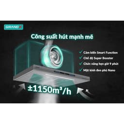 Máy hút mùi Grand X GX H70F85G, Bảo hành 4 năm, Động cơ BLDC, Độ Sâu 35 Cm 2