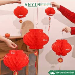 Combo 10 Đèn lồng đỏ Nilon chữ Phúc treo trang trí Lễ Tết - đèn lồng ni lông chống thấm nước treo lễ hội Trung Thu 2