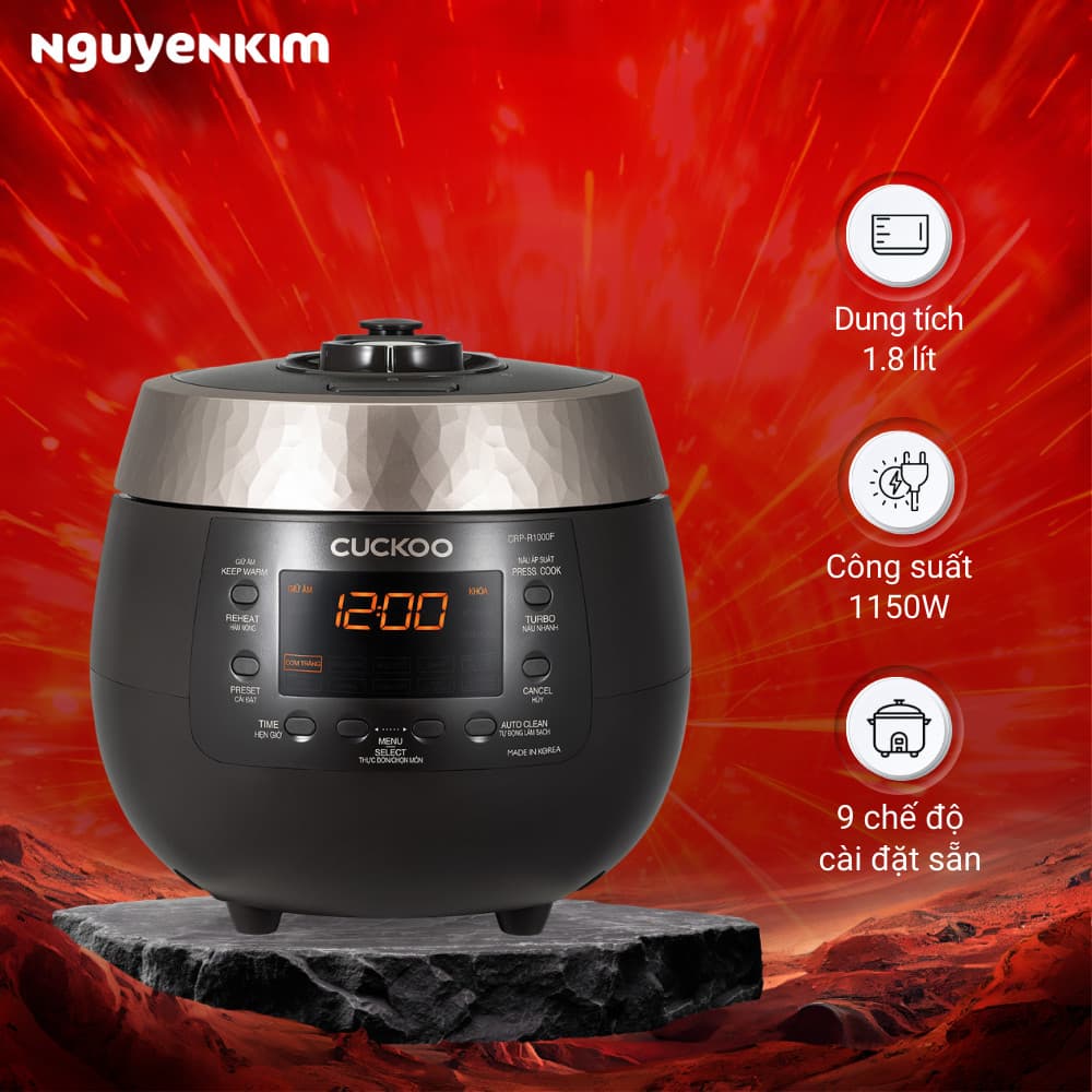 Nồi cơm điện tử áp suất Cuckoo 1.8 lít CRP-R1000F/BKGBCRVNCV