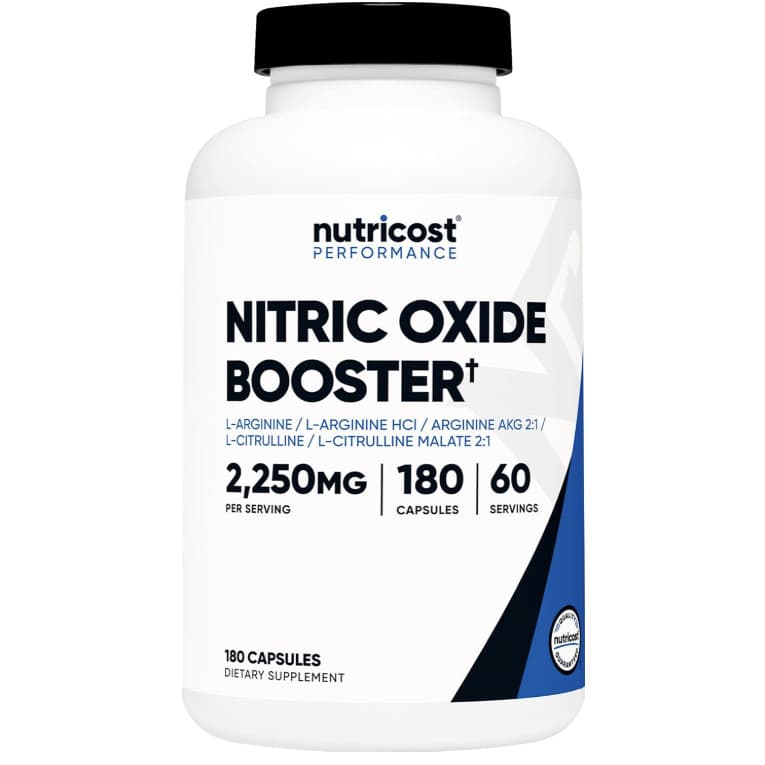 Nitric Oxide Nutricost 2250mg, 180 viên nang - 750mg mỗi viên, 60 khẩu phần