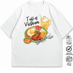 Áo Thun Món Ăn Việt Nam, Cơm Tấm Sườn Bì Chả. Hình Vẽ Ẩm Thực Hài Hước Độc Đáo. 100% Cotton, Co Giãn 2 Chiều 220GSM 2