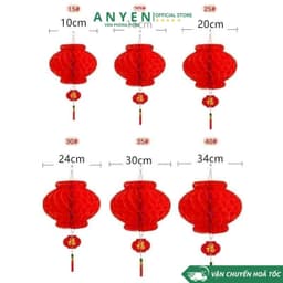 Combo 100 Đèn Lồng NILON Đỏ Chữ Phúc size 15cm- 20cm-25cm-30cm-35cm-40cm Trang Trí Lễ Tết Nguyên Đán Chống Nước Các Loại 5