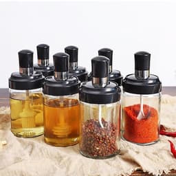 COMBO 5 Lọ Đựng Gia Vị Nhà Bếp KONOHA - Hũ Để Gia Vị Chất Liệu Thủy Tinh Sang Trọng Kèm Thìa 7