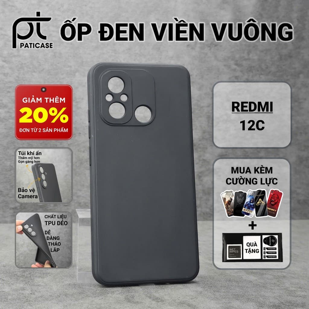 Ốp lưng Xiaomi Redmi 12C cạnh viền vuông bảo vệ camera