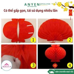 Combo 100 Đèn Lồng NILON Đỏ Chữ Phúc size 15cm- 20cm-25cm-30cm-35cm-40cm Trang Trí Lễ Tết Nguyên Đán Chống Nước Các Loại 7