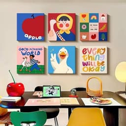 Hoạt Hình Dễ Thương Vịt & Bé Gái Tranh Canvas Chống Thấm Nước Không Khung Tích Cực Trích Dẫn Nghệ Thuật Treo Tường Cho Phòng Ngủ 1