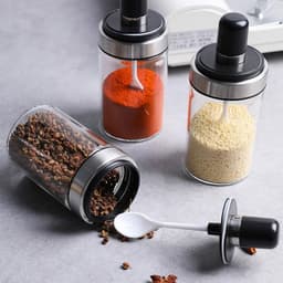 COMBO 5 Lọ Đựng Gia Vị Nhà Bếp KONOHA - Hũ Để Gia Vị Chất Liệu Thủy Tinh Sang Trọng Kèm Thìa 2