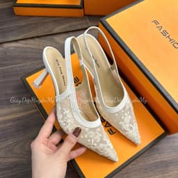Giày Cao Gót 𝙔𝙐𝙇𝙄𝙉𝘼 7P Ren Lưới Thêu Hoa  Mũi Nhọn Hàng Cao Cấp  C14 9