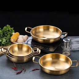 (COMBO 3) Chảo Inox Mini 19CM Mạ Vàng Đa Năng, Nồi Lẩu Mini Phong Cách Hàn Quốc Dùng Nấu Mì Cay, Soup 8
