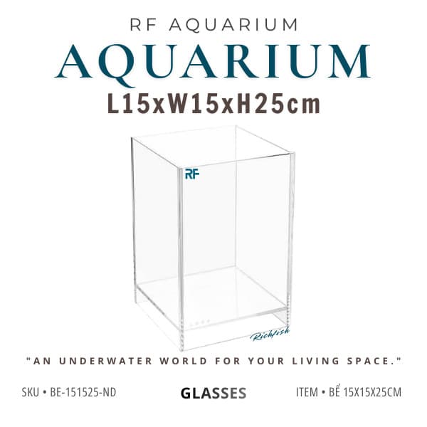 Bể Cá Mini Hình Trụ Đứng 15x15x25cm Nâng Đáy 2cm | RF Aquarium