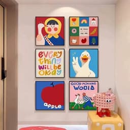 Hoạt Hình Dễ Thương Vịt & Bé Gái Tranh Canvas Chống Thấm Nước Không Khung Tích Cực Trích Dẫn Nghệ Thuật Treo Tường Cho Phòng Ngủ 2