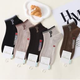 Tất Nữ Cổ Ngắn Chất Cotton Mềm Mại Siêu Xinh  Chữ P Set 5 đôi -10 đôi 4