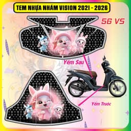 Tem Dán Nhựa Nhám Xe Vision 2021 - 2026 COMBO tem trước sau Mẫu mới hót tred decal nhám 3lớp cực bền 3