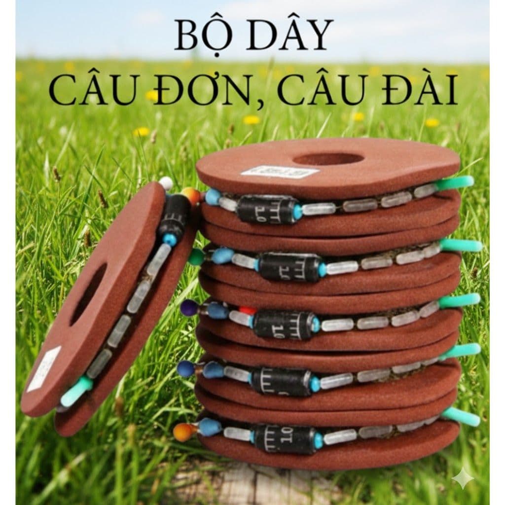 "Combo 10 trục nâu buộc sẵn cho câu đơn và câu đài, giá siêu rẻ, tiện lợi cho người câu cá!" 