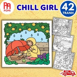 Tranh Tô Màu Cô Gái Thư Giãn, Trị Liệu Tâm Hồn Và Giảm Stress Hiệu Quả - Khoảnh Khắc Bình Yên - POMI 1