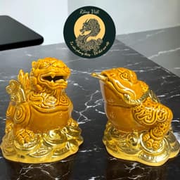Cóc tỳ gốm sứ đỏ dát vàng RỒNG VIỆT - Thiềm thừ, tỳ hưu cao cấp trang trí ban thờ thần tài 2