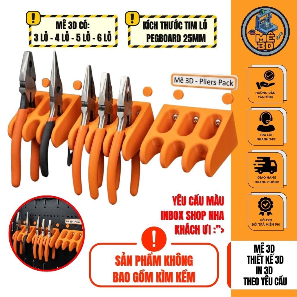 Đế Treo Kìm Kềm Vách Gỗ Hoặc Pegboard [Mê 3D]