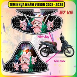 Tem Dán Nhựa Nhám Xe Vision 2021 - 2026 COMBO tem trước sau Mẫu mới hót tred decal nhám 3lớp cực bền 1