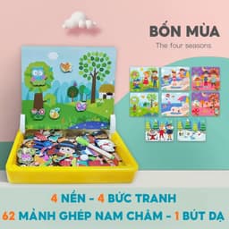 Bảng Ghép Hình Nam Châm 2 Mặt Phát Triển Trí Tuệ Cho Bé - Ghép Tranh & Viết Vẽ Sáng Tạo 4